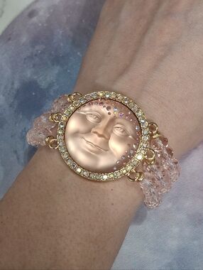 Kirks Folly Pink Moonface Crystal Bracelet